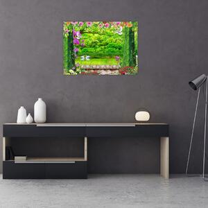 Tablou - Grădina magică cu lebede (70x50 cm)