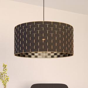 EGLO Lampă suspendată Marasales din material textil, Ø 55 cm, reglabil, Negru, Camera de zi / sufragerie, Țesătură / Textil
