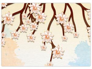 Tablou - Flori colorate pe ramuri (70x50 cm)