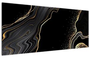 Tablou - Marmură negru - auriu (120x50 cm)