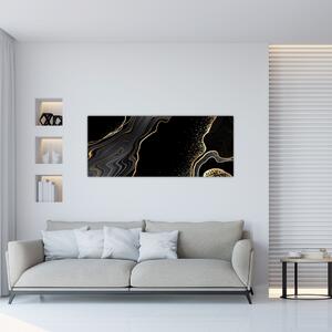 Tablou - Marmură negru - auriu (120x50 cm)