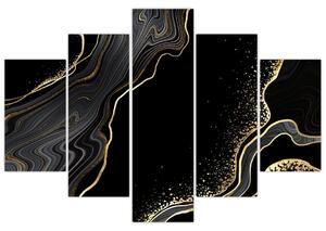 Tablou - Marmură negru - auriu (150x105 cm)