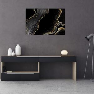 Tablou - Marmură negru - auriu (90x60 cm)