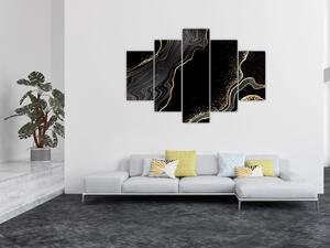 Tablou - Marmură negru - auriu (150x105 cm)