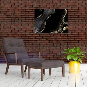 Tablou - Marmură negru - auriu (70x50 cm)