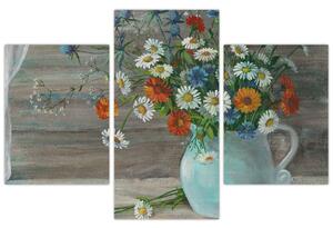 Tablou - Pictură în ulei, flori de câmp (90x60 cm)