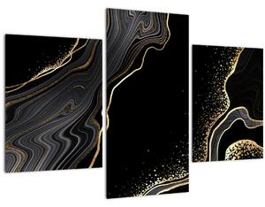 Tablou - Marmură negru - auriu (90x60 cm)