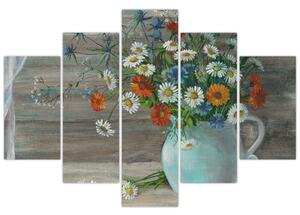 Tablou - Pictură în ulei, flori de câmp (150x105 cm)