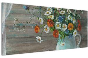 Tablou - Pictură în ulei, flori de câmp (120x50 cm)