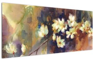Tablou - Magnolii albe, pictură (120x50 cm)