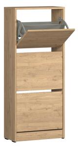 Pantofar Adore Compact Plus, 12 Perechi, 3 Compartimente, Alb - Stejar - Mov, 51x119x26 cm