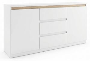 Bufet cu spatiu de depozitare Chiemo, Lemn, Alb, 160x40x93 cm
