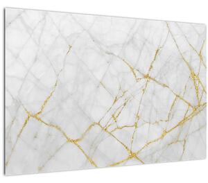 Tablou - Marmură alb- auriu (90x60 cm)