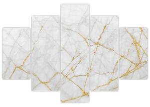Tablou - Marmură alb- auriu (150x105 cm)