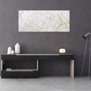 Tablou - Marmură alb- auriu (120x50 cm)