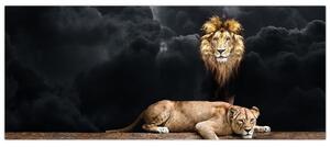 Tablou - Leu și leoaică (120x50 cm)