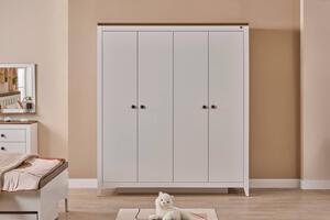 Dulap modern alb pentru copii, 4 usi, 180x58x207 cm, colectia Lucia