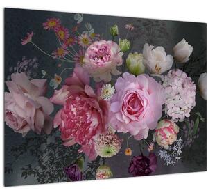 Tablou pe sticlă - Flori de grădină (70x50 cm)