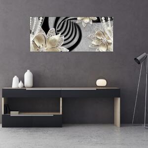 Tablou - 3D Flori aurii (120x50 cm)