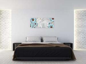 Tablou - 3D Flori albastre (120x50 cm)