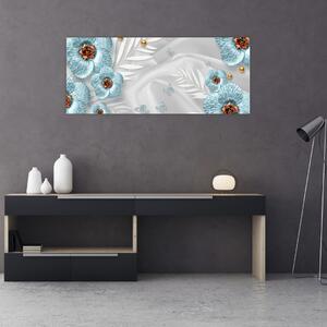 Tablou - 3D Flori albastre (120x50 cm)