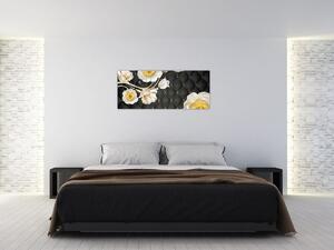 Tablou - Imagine cu flori de trandafir alb (120x50 cm)