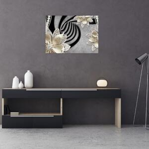 Tablou - 3D Flori aurii (70x50 cm)