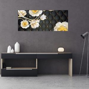 Tablou - Imagine cu flori de trandafir alb (120x50 cm)