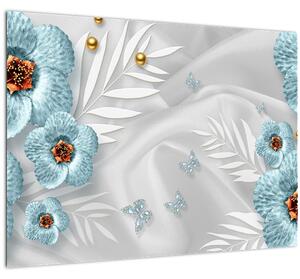 Tablou - 3D Flori albastre (70x50 cm)