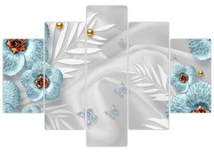 Tablou - 3D Flori albastre (150x105 cm)