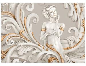 Tablou - Imagine a zeiței într-un fundal ornamental (70x50 cm)