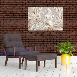 Tablou - Imagine a zeiței într-un fundal ornamental (90x60 cm)