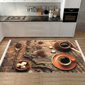 Covor bucatarie antiderapant, 120x180 cm, Coffee Time Rustic
