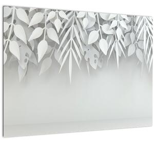 Tablou pe sticlă - Frunze de plasitic (70x50 cm)