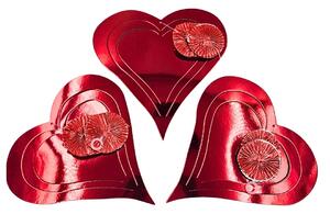 Set 3 decorațiuni, de agățat, în formă de inimioare, 60 cm