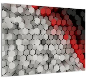 Tablou pe sticlă - 3D hexagoane (70x50 cm)