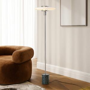 Lindby Lampadar Branford, retro, alb/verde, sticlă opală/marmură, Verde, Camera de zi / sufragerie, Sticlă, Vintage