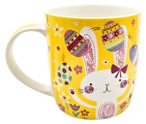 Cană pentru copii, culoarea galben, design tematic cu motive pascale, 370 ml
