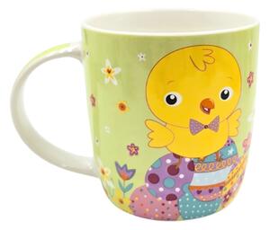 Cană pentru copii, culoarea verde, design tematic cu motive pascale, 370 ml
