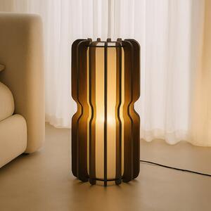 Lucande Lampadar Juneta, 75 cm, maro, lemn, textil, Lemn, Camera de zi / sufragerie, Lemn, Scandinavă