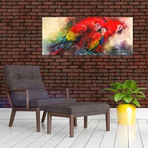 Tablou - Papagali roșii ara (120x50 cm)
