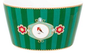 Bol din porțelan, Pip Studio, Stripes Green, 15 cm, colecția Love Birds
