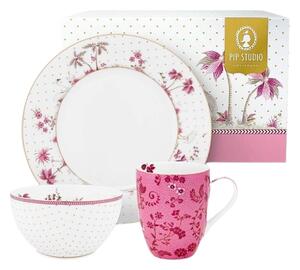 Set Breakfast, farfurie, bol și cană, din porțelan, Pip Studio, Pink, colecția Jolie
