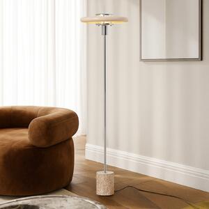 Lindby lampadar Branford, retro, bej, metal/travertin, Bej, Camera de zi / sufragerie, Metal, Vintage