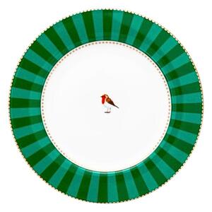 Farfurie din porțelan, Pip Studio, Stripes Green, 17 cm, colecția Love Birds