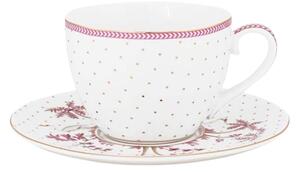 Cană espresso cu farfurioară, Pip Studio, Dots Gold Pink, 280 ml, colecția Jolie