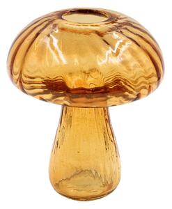 Vază decorativă, formă de ciupercă, din sticlă, Arti Casa, 15 x 12 cm, cărămiziu