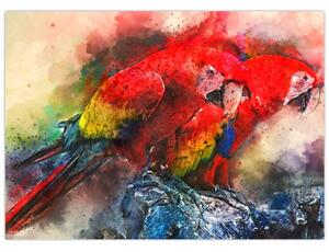 Tablou - Papagali roșii ara (70x50 cm)