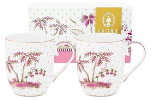 Set 2 căni, din porțelan, Pip Studio, Dots Gold Pink, 145 ml, colecția Jolie