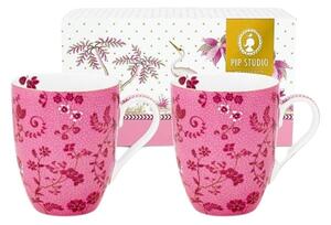 Set 2 căni, din porțelan, Pip Studio, Flowers Pink, 350 ml, colecția Jolie